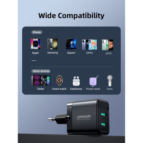 Ładowarka sieciowa 2x USB-A 12W 2.4A czarna Ładowarka sieciowa 2x USB-A 12W 2.4A czarna