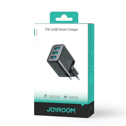 Ładowarka sieciowa 3x USB-A 17W 3.4A czarna Ładowarka sieciowa 3x USB-A 17W 3.4A czarna