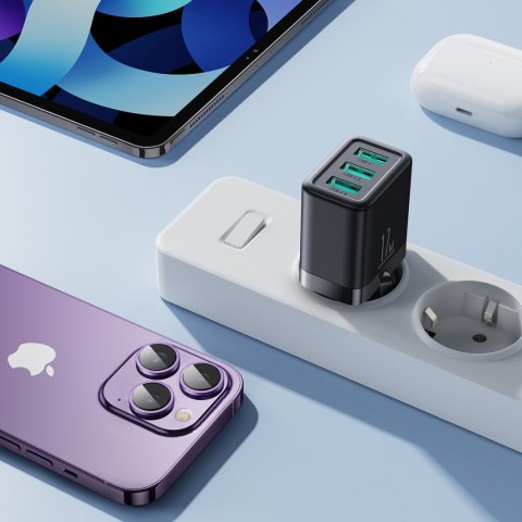 Ładowarka sieciowa 3x USB-A 17W 3.4A czarna Ładowarka sieciowa 3x USB-A 17W 3.4A czarna