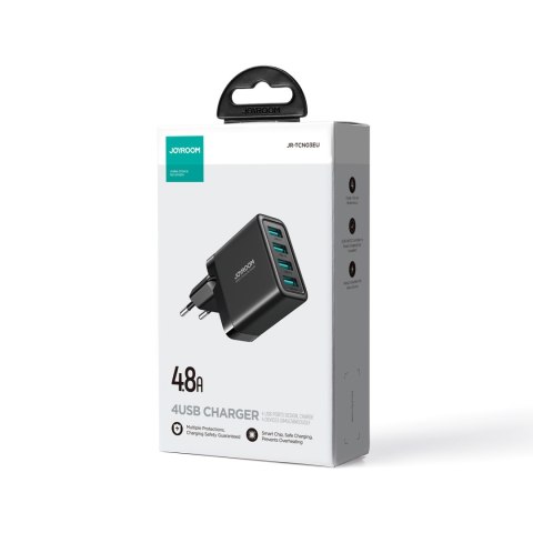 Ładowarka sieciowa 4x USB-A 24W 4.8A czarna Ładowarka sieciowa 4x USB-A 24W 4.8A czarna