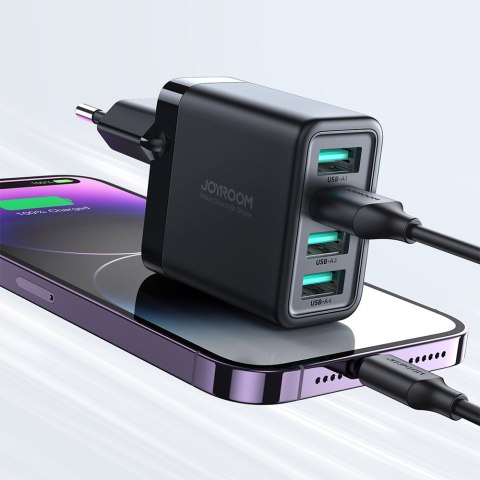 Ładowarka sieciowa 4x USB-A 24W 4.8A czarna Ładowarka sieciowa 4x USB-A 24W 4.8A czarna