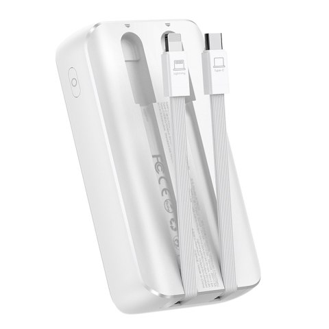 Mini powerbank 10000mAh z wbudowanymi kablami JR-PBC06 30W biały Mini powerbank 10000mAh z wbudowanymi kablami JR-PBC06 30W biały
