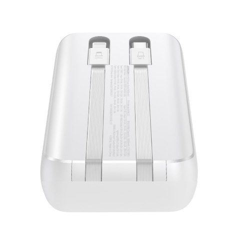 Mini powerbank 10000mAh z wbudowanymi kablami JR-PBC06 30W biały Mini powerbank 10000mAh z wbudowanymi kablami JR-PBC06 30W biały