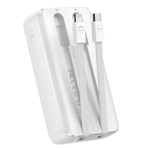 Mini powerbank 20000mAh z wbudowanymi kablami JR-PBC07 30W biały Mini powerbank 20000mAh z wbudowanymi kablami JR-PBC07 30W biały