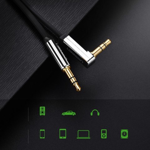 Płaski kabel przewód audio AUX 3.5 mm mini jack 5m srebrny Płaski kabel przewód audio AUX 3.5 mm mini jack 5m srebrny