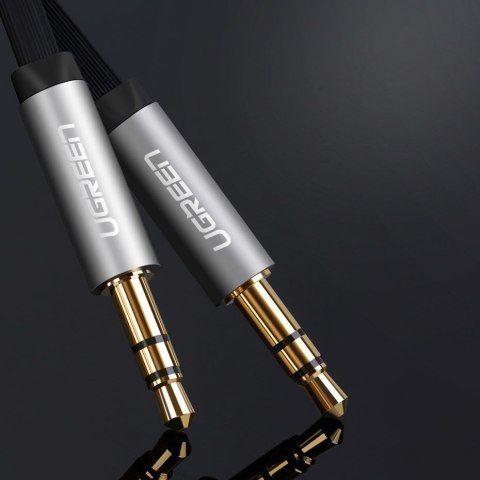 Płaski kabel przewód audio AUX 3.5 mm mini jack 5m srebrny Płaski kabel przewód audio AUX 3.5 mm mini jack 5m srebrny