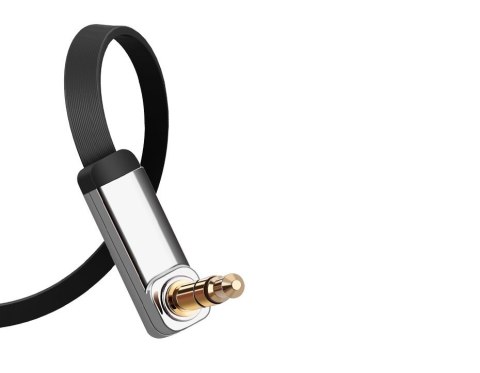 Płaski kabel przewód audio AUX 3.5 mm mini jack 5m srebrny Płaski kabel przewód audio AUX 3.5 mm mini jack 5m srebrny