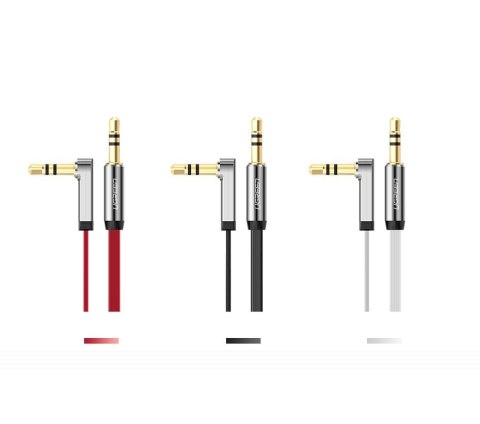 Płaski kabel przewód audio AUX 3.5 mm mini jack 5m srebrny Płaski kabel przewód audio AUX 3.5 mm mini jack 5m srebrny