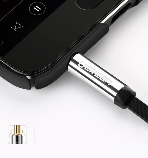 Płaski kabel przewód audio AUX 3.5 mm mini jack 5m srebrny Płaski kabel przewód audio AUX 3.5 mm mini jack 5m srebrny