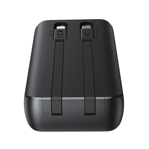 Powerbank 30W 10000mAh z wbudowanymi kablami iPhone Lightning i USB-C czarny Powerbank 30W 10000mAh z wbudowanymi kablami iPhone Lightning i USB-C czarny