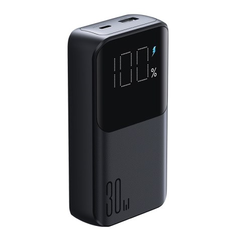 Powerbank 30W 10000mAh z wbudowanymi kablami iPhone Lightning i USB-C czarny Powerbank 30W 10000mAh z wbudowanymi kablami iPhone Lightning i USB-C czarny