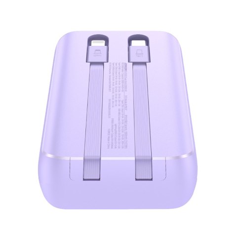 Powerbank 30W 10000mAh z wbudowanymi kablami iPhone Lightning i USB-C fioletowy Powerbank 30W 10000mAh z wbudowanymi kablami iPhone Lightning i USB-C fioletowy