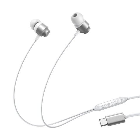 Zestaw słuchawkowy słuchawki douszne USB-C JR-EC06 srebrne Zestaw słuchawkowy słuchawki douszne USB-C JR-EC06 srebrne