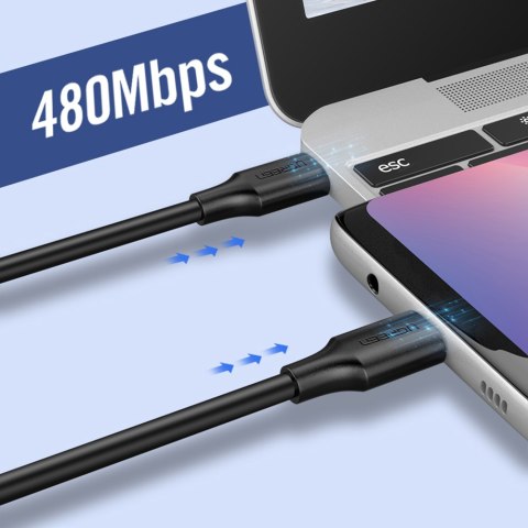 Kabel przewód USB-C do ładowania i transferu danych 3A 3m czarny Kabel przewód USB-C do ładowania i transferu danych 3A 3m czarny