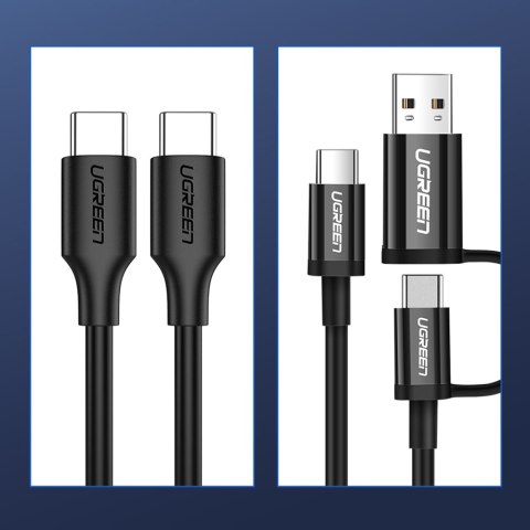 Kabel przewód USB-C do ładowania i transferu danych 3A 3m czarny Kabel przewód USB-C do ładowania i transferu danych 3A 3m czarny