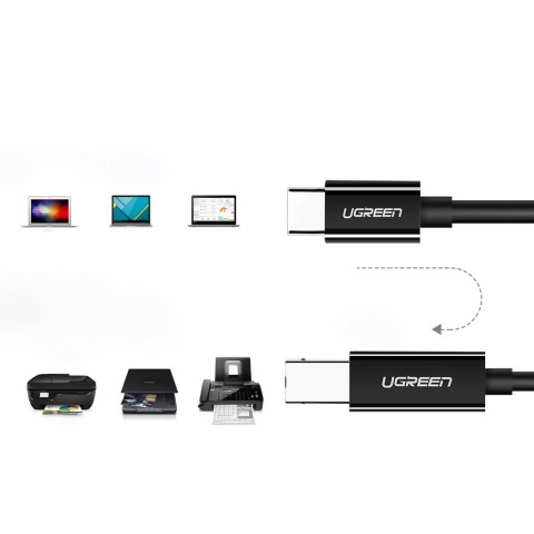 Kabel przewód do drukarki skaneru faxu USB-C - USB-B 1m czarny Kabel przewód do drukarki skaneru faxu USB-C - USB-B 1m czarny