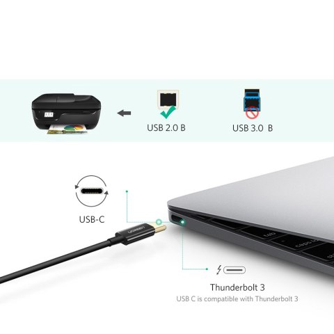 Kabel przewód do drukarki skaneru faxu USB-C - USB-B 1m czarny Kabel przewód do drukarki skaneru faxu USB-C - USB-B 1m czarny