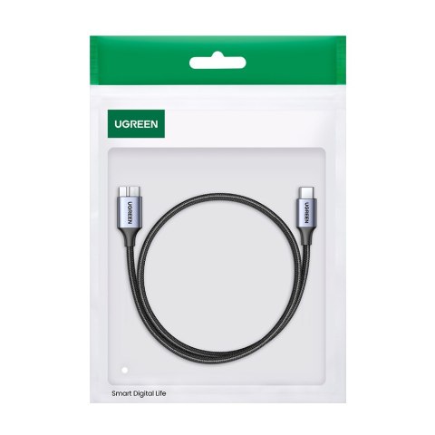 Kabel przewód do dysku SSD USB-C - micro USB-B 3.0 5Gb/s 3A 1m szary Kabel przewód do dysku SSD USB-C - micro USB-B 3.0 5Gb/s 3A 1m szary