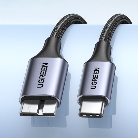 Kabel przewód do dysku SSD USB-C - micro USB-B 3.0 5Gb/s 3A 1m szary Kabel przewód do dysku SSD USB-C - micro USB-B 3.0 5Gb/s 3A 1m szary