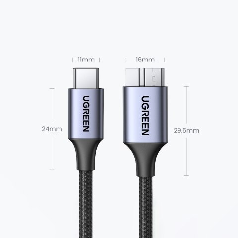 Kabel przewód do dysku SSD USB-C - micro USB-B 3.0 5Gb/s 3A 1m szary Kabel przewód do dysku SSD USB-C - micro USB-B 3.0 5Gb/s 3A 1m szary