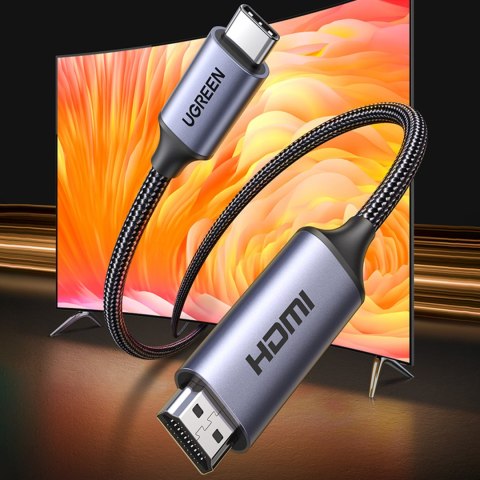 Kabel przewód przejściówka USB-C - HDMI 2.1 8K 60Hz 1.5m szary Kabel przewód przejściówka USB-C - HDMI 2.1 8K 60Hz 1.5m szary