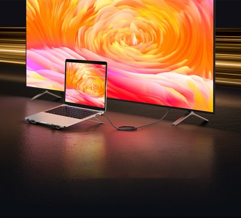 Kabel przewód przejściówka USB-C - HDMI 2.1 8K 60Hz 1.5m szary Kabel przewód przejściówka USB-C - HDMI 2.1 8K 60Hz 1.5m szary