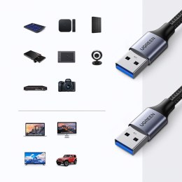 Kabel przewód w oplocie TPE USB 3.0 5Gb/s 1m szary