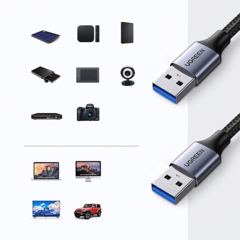 Kabel przewód w oplocie TPE USB 3.0 5Gb/s 1m szary Kabel przewód w oplocie TPE USB 3.0 5Gb/s 1m szary