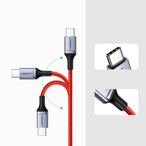 Kabel przewód w oplocie USB-C - USB-C 2.0 3A czerwony Kabel przewód w oplocie USB-C - USB-C 2.0 3A czerwony
