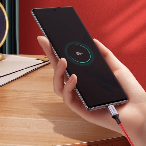 Kabel przewód w oplocie USB-C - USB-C 2.0 3A czerwony Kabel przewód w oplocie USB-C - USB-C 2.0 3A czerwony