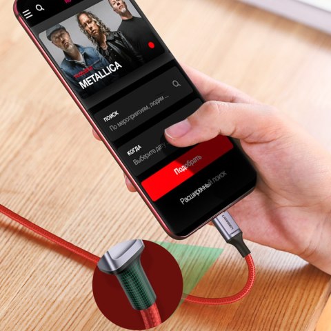 Kabel przewód w oplocie USB-C - USB-C 2.0 3A czerwony Kabel przewód w oplocie USB-C - USB-C 2.0 3A czerwony
