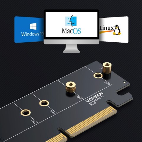 Karta rozszerzeń adapter PCIe 4.0 x16 do M.2 NVMe M-Key czarna Karta rozszerzeń adapter PCIe 4.0 x16 do M.2 NVMe M-Key czarna