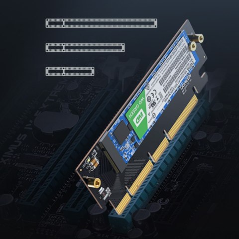 Karta rozszerzeń adapter PCIe 4.0 x16 do M.2 NVMe M-Key czarna Karta rozszerzeń adapter PCIe 4.0 x16 do M.2 NVMe M-Key czarna