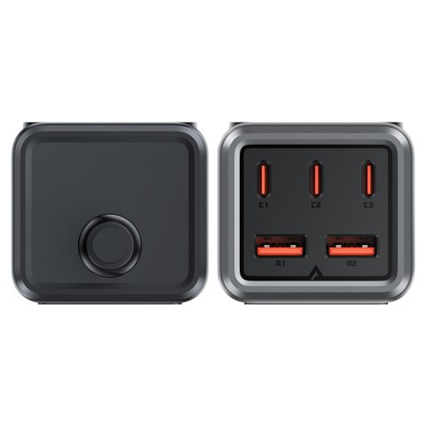 Ładowarka biurkowa stacja ładowania Z2 GaN 75W PD 3x USB-C 2x USB-A czarno-szara Ładowarka biurkowa stacja ładowania Z2 GaN 75W PD 3x USB-C 2x USB-A czarno-szara