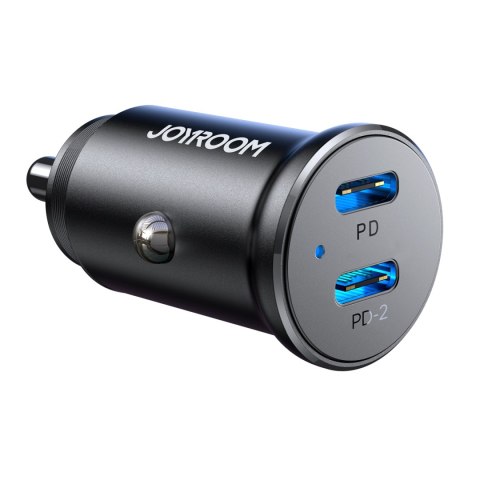 Mini ładowarka samochodowa do gniazda zapalniczki 30W 2x USB-C metalowa czarna Mini ładowarka samochodowa do gniazda zapalniczki 30W 2x USB-C metalowa czarna