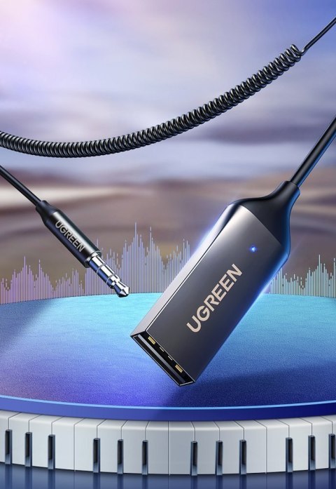 Odbiornik dźwięku adapter audio Bluetooth 5.3 kabel USB AUX jack czarny Odbiornik dźwięku adapter audio Bluetooth 5.3 kabel USB AUX jack czarny
