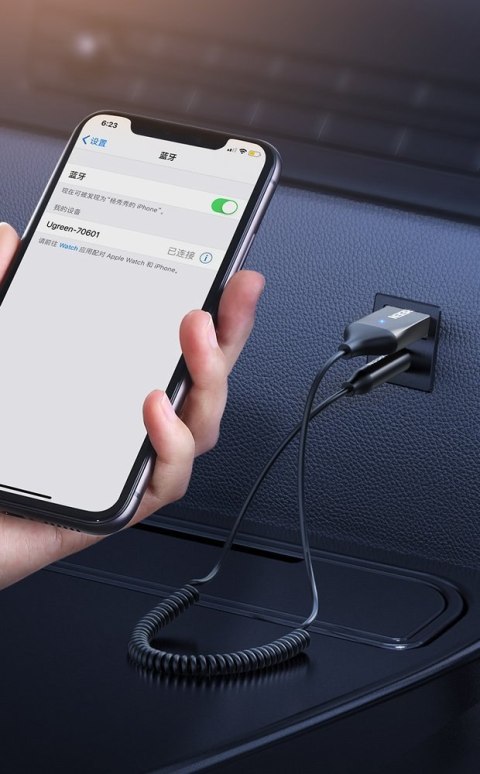 Odbiornik dźwięku adapter audio Bluetooth 5.3 kabel USB AUX jack czarny Odbiornik dźwięku adapter audio Bluetooth 5.3 kabel USB AUX jack czarny