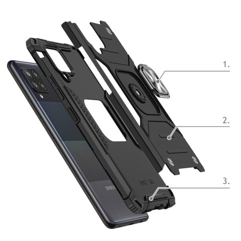Pancerne etui pokrowiec + magnetyczny uchwyt Samsung Galaxy A42 5G Ring Armor czerwony Pancerne etui pokrowiec + magnetyczny uchwyt Samsung Galaxy A42 5G Ring Armor czerwony