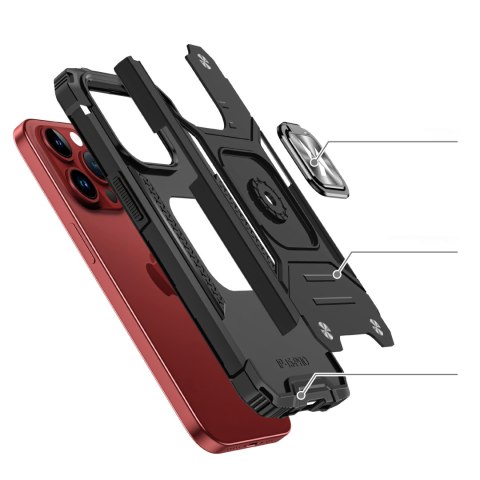 Pancerne etui z uchwytem na palec do iPhone 15 Pro Max Ring Armor różowe złoto Pancerne etui z uchwytem na palec do iPhone 15 Pro Max Ring Armor różowe złoto