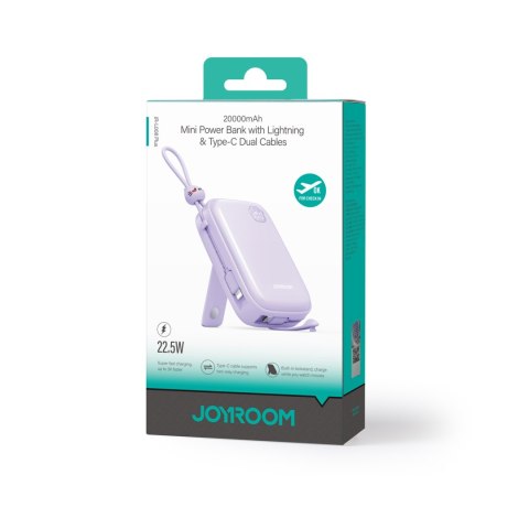 Powerbank Cutie Series 22.5W 20000mAh ze stojakiem USB-A USB-C iPhone fioletowy Powerbank Cutie Series 22.5W 20000mAh ze stojakiem USB-A USB-C iPhone fioletowy