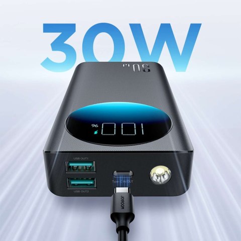 Powerbank z latarką 30W 20000mAh + kabel USB-A - USB-C 25cm czarny Powerbank z latarką 30W 20000mAh + kabel USB-A - USB-C 25cm czarny