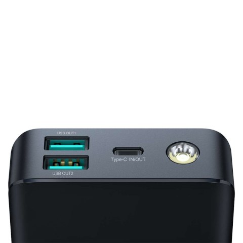 Powerbank z latarką 30W 30000mAh + kabel USB-A - USB-C 25cm czarny Powerbank z latarką 30W 30000mAh + kabel USB-A - USB-C 25cm czarny