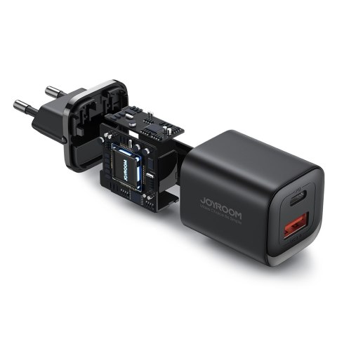 Szybka ładowarka sieciowa 30W USB-A i USB-C PD QC AFC FCP czarna Szybka ładowarka sieciowa 30W USB-A i USB-C PD QC AFC FCP czarna