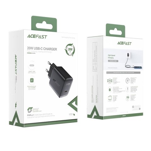Szybka ładowarka sieciowa USB-C 20W Power Delivery czarny Szybka ładowarka sieciowa USB-C 20W Power Delivery czarny