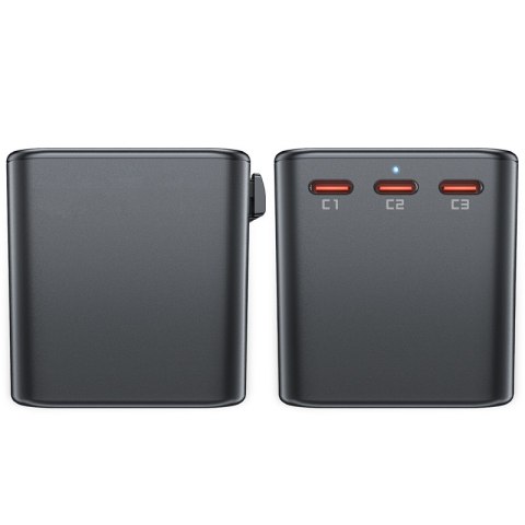 Uniwersalna ładowarka podróżna GaN 2x USB-A 3x USB-C wtyczki UK EU USA AUS czarna Uniwersalna ładowarka podróżna GaN 2x USB-A 3x USB-C wtyczki UK EU USA AUS czarna
