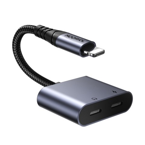 2w1 Adapter przejściówka do iPhone ładowarka + słuchawki Lightning / 2x Lightning czarny 2w1 Adapter przejściówka do iPhone ładowarka + słuchawki Lightning / 2x Lightning czarny