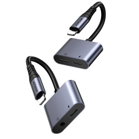 2w1 Adapter przejściówka do iPhone ładowarka + słuchawki Lightning / 2x Lightning czarny 2w1 Adapter przejściówka do iPhone ładowarka + słuchawki Lightning / 2x Lightning czarny