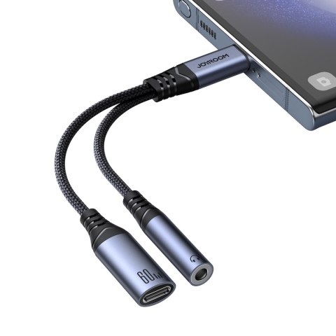 2w1 Adapter przejściówka ładowarka + słuchawki USB-C do USB-C / mini jack 3.5mm czarny 2w1 Adapter przejściówka ładowarka + słuchawki USB-C do USB-C / mini jack 3.5mm czarny