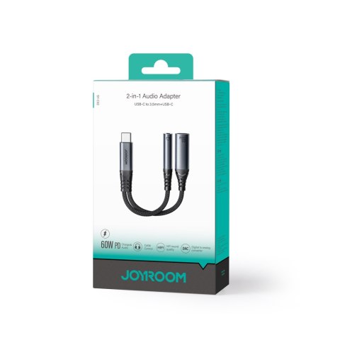 2w1 Adapter przejściówka ładowarka + słuchawki USB-C do USB-C / mini jack 3.5mm czarny 2w1 Adapter przejściówka ładowarka + słuchawki USB-C do USB-C / mini jack 3.5mm czarny