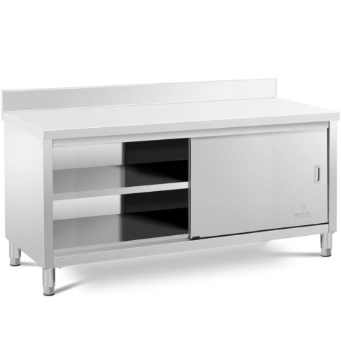 Stół blat roboczy przyścienny z szafką rantem drzwi suwane 180 x 70 x 97 cm Stół blat roboczy przyścienny z szafką rantem drzwi suwane 180 x 70 x 97 cm